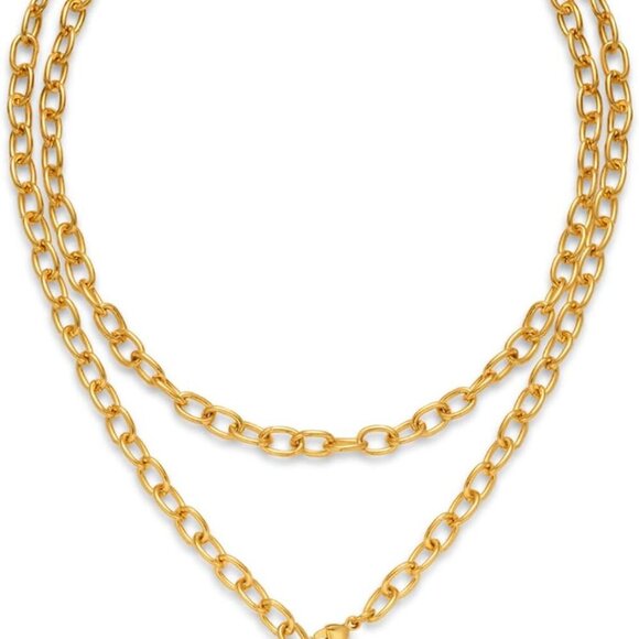 Heart Necklaces for Women Chunky Statement Gold and Silver Necklace with Puffy H - Picture 1 of 9